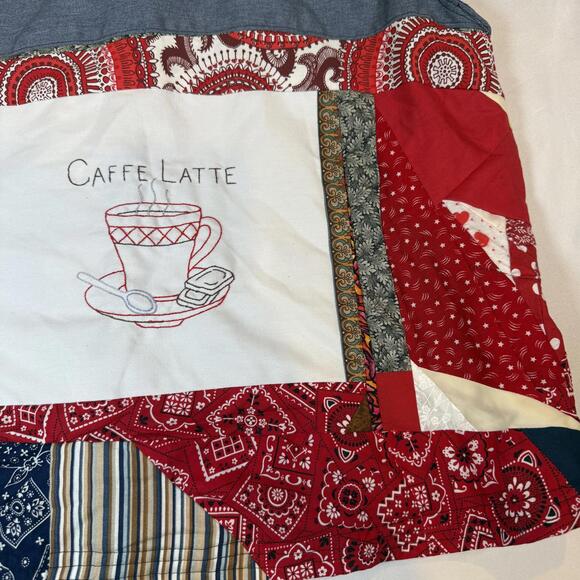 Vintage Denim Vest plaid lined DIY Upcycled Homemade embroidered‎ womens sz XL - Picture 9 of 9